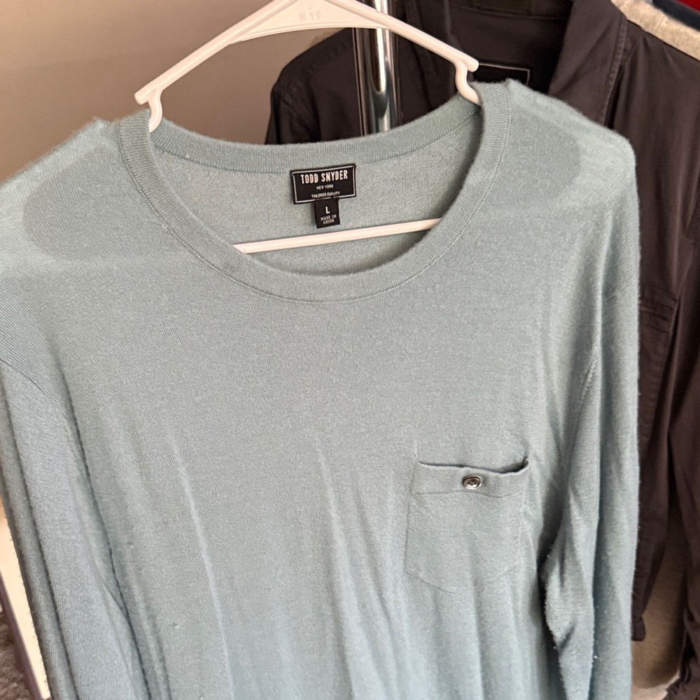 Todd Snyder Men's Light Blue Long Sleeve Shirt